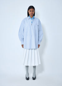 Prada Women Half-Zip Pinstripe Shirt