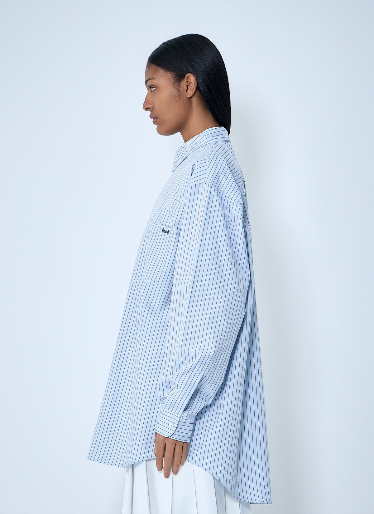 Prada Women Half-Zip Pinstripe Shirt