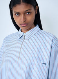 Prada Women Half-Zip Pinstripe Shirt