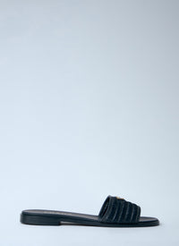 Prada Women Leather Slides With Crochet Details