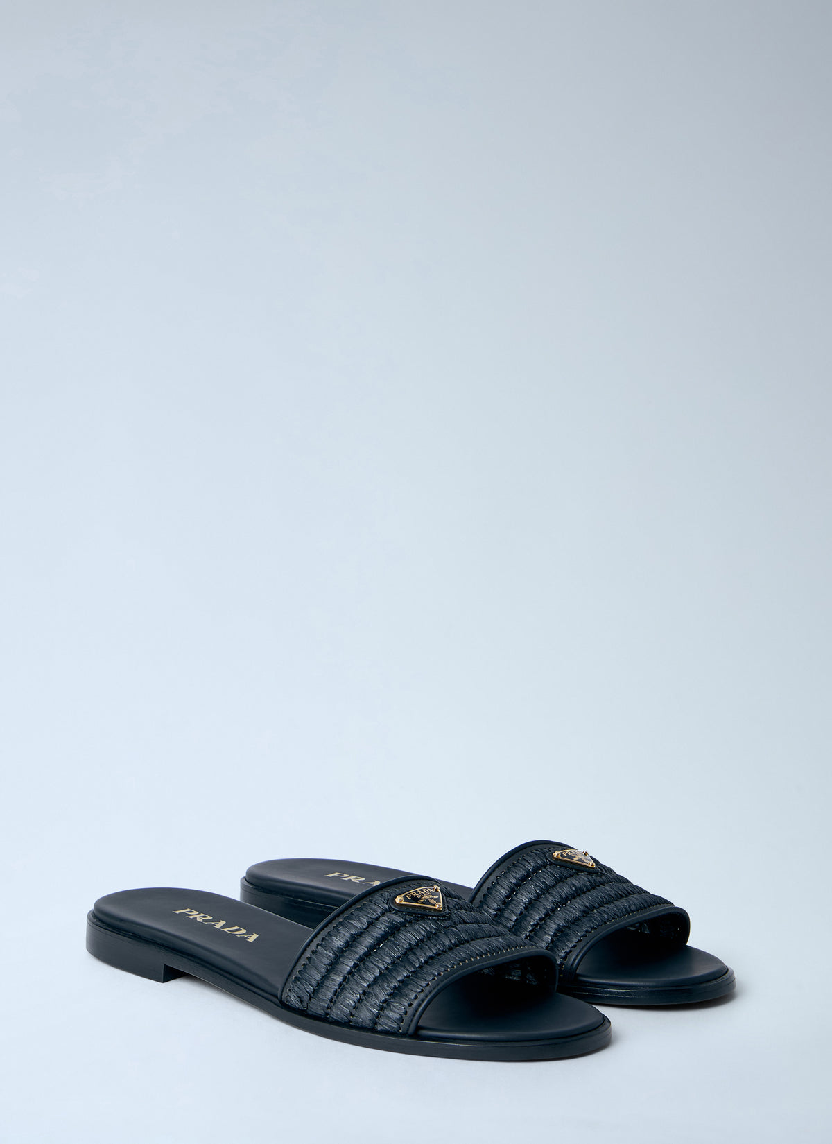 Prada Women Leather Slides With Crochet Details