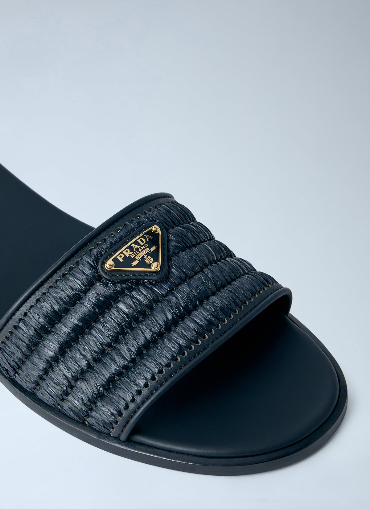 Prada Women Leather Slides With Crochet Details