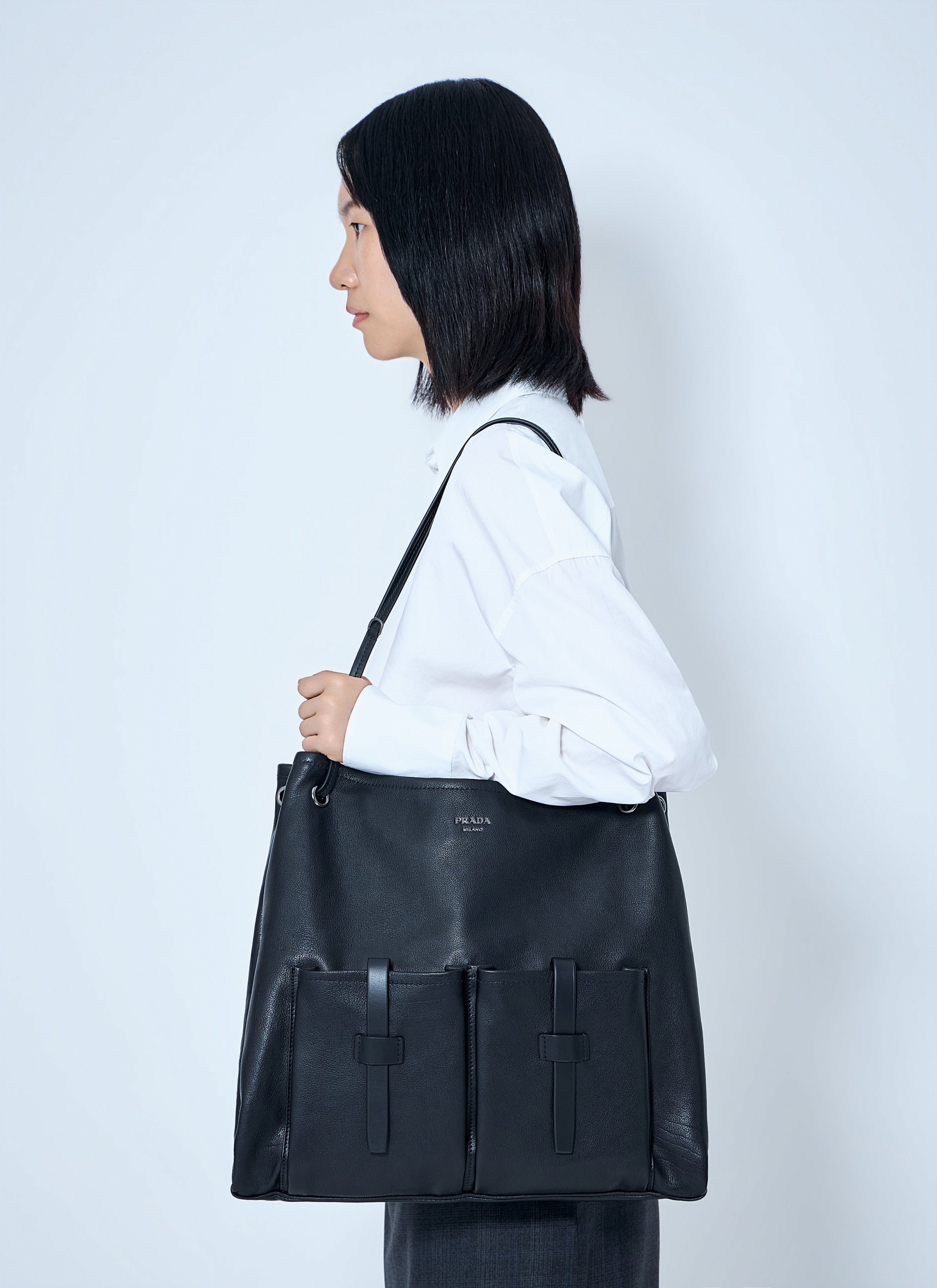 Prada Women Leather Large Route Tote Bag