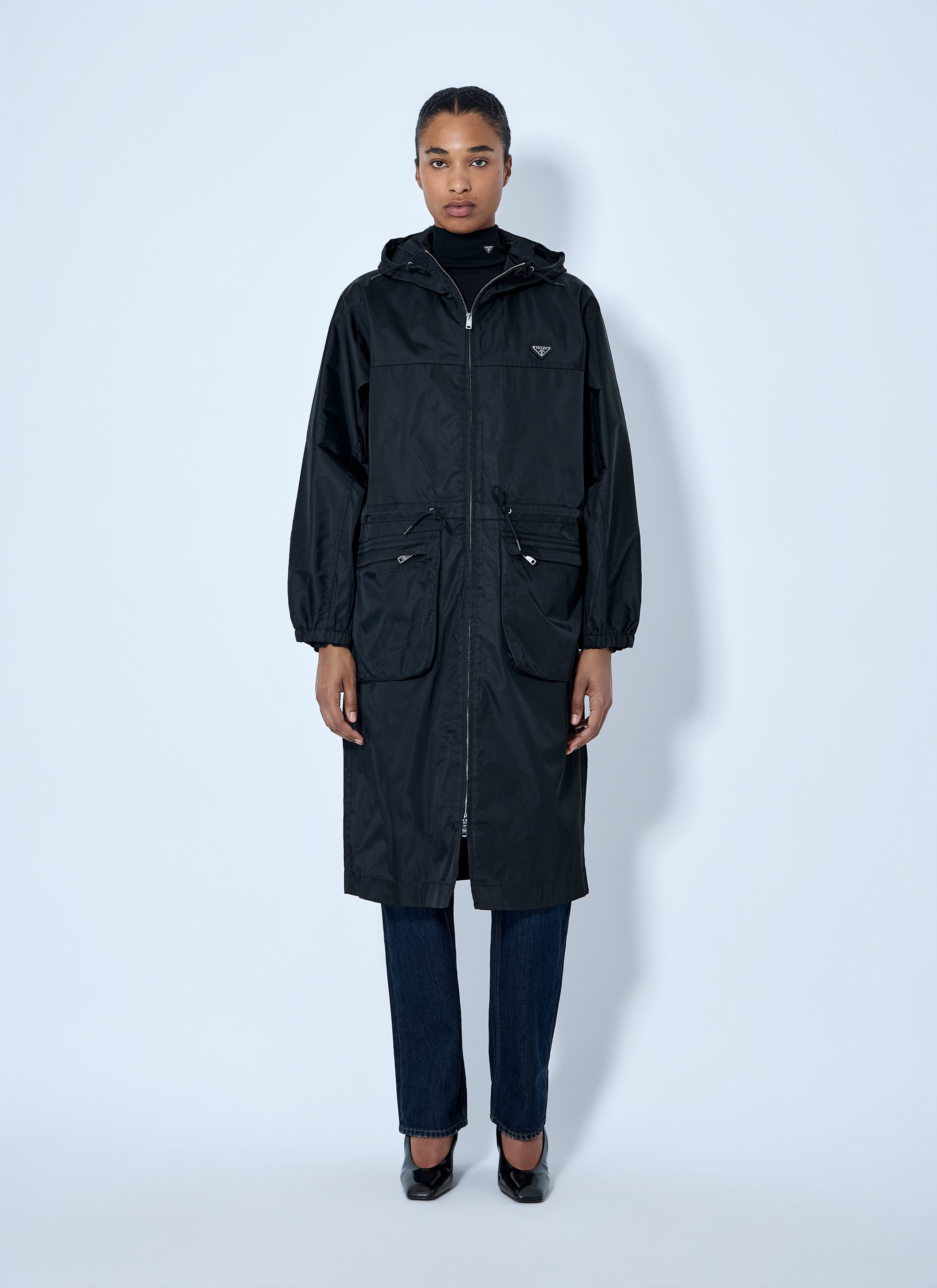 PRADA 15aw ダブルチェスターコート ポコノナイロン Prada Women Re-Nylon Drawstring Coat – Bluefly