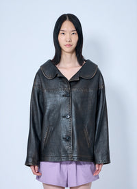 Prada Women Leather Button-Up Jacket
