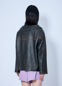 Prada Women Leather Button-Up Jacket