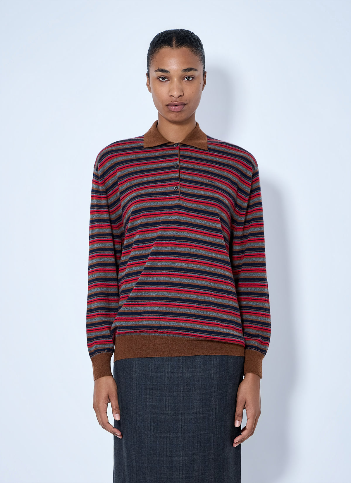 Prada Women Striped Polo Sweater