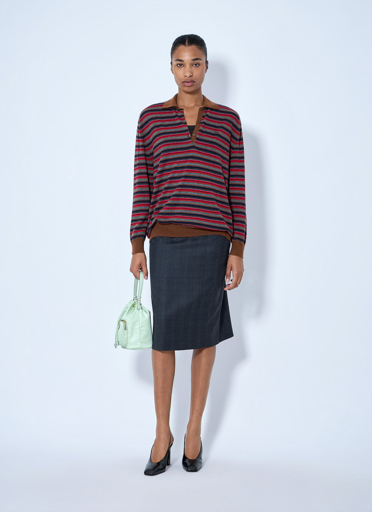 Prada Women Striped Polo Sweater