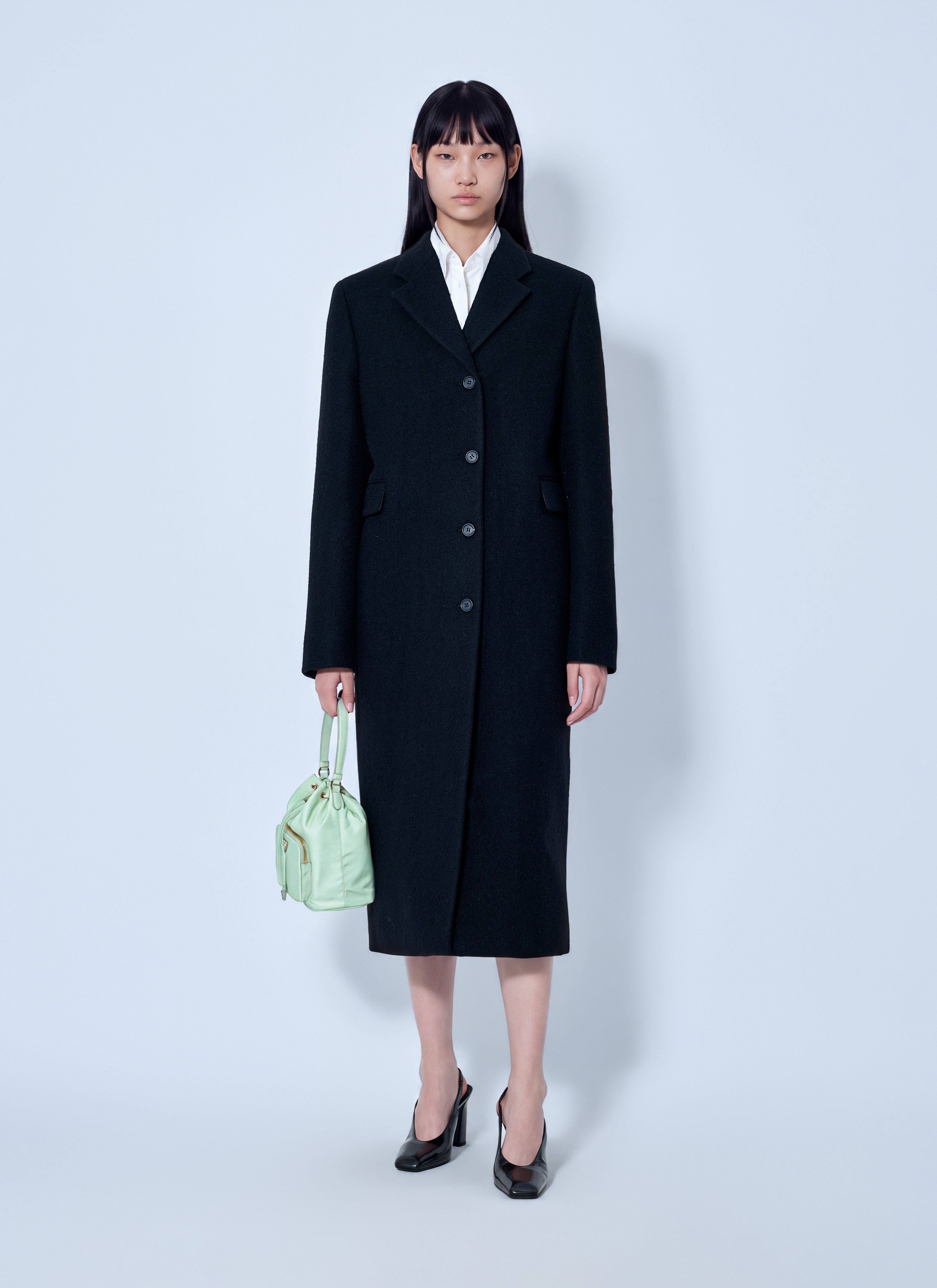 Prada Women Single-Breasted Wool Coat – Bluefly