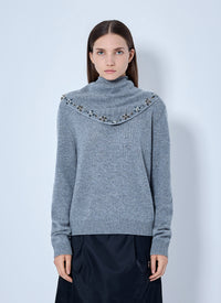 Prada Women Embroidered-Scarf Cashmere Sweater