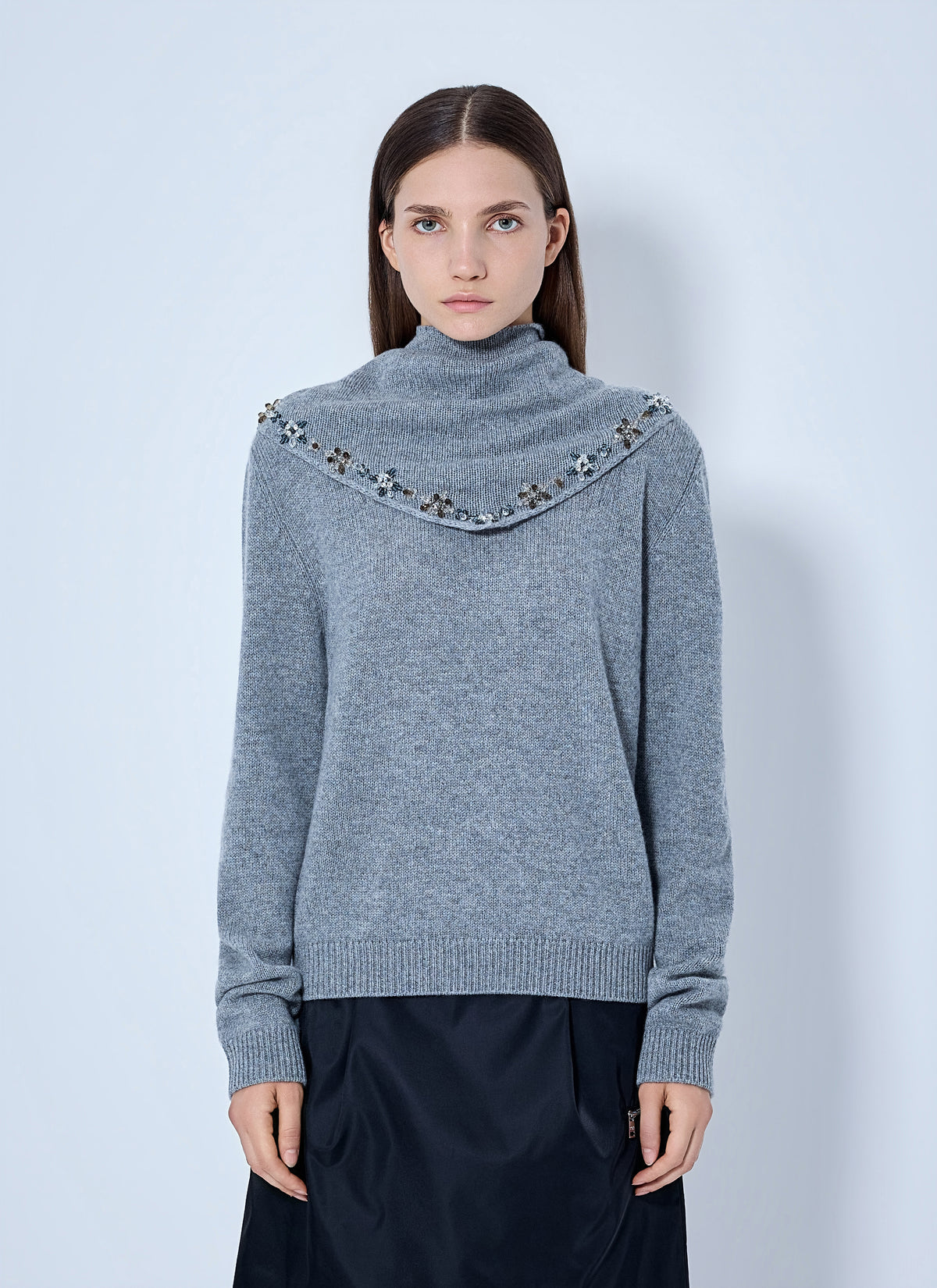 Prada Women Embroidered-Scarf Cashmere Sweater