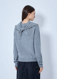 Prada Women Embroidered-Scarf Cashmere Sweater