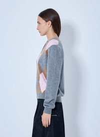 Prada Women Argyle V-Neck Sweater