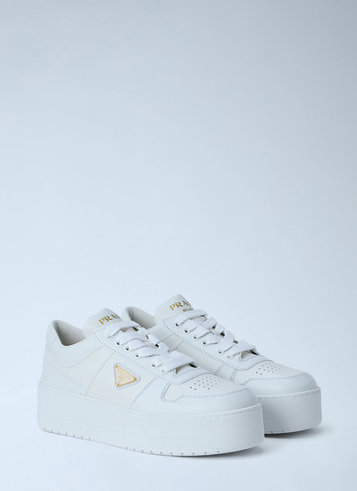 Prada Women Downtown Bold Leather Sneakers