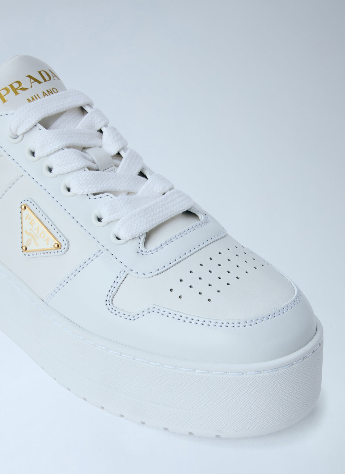 Prada Women Downtown Bold Leather Sneakers