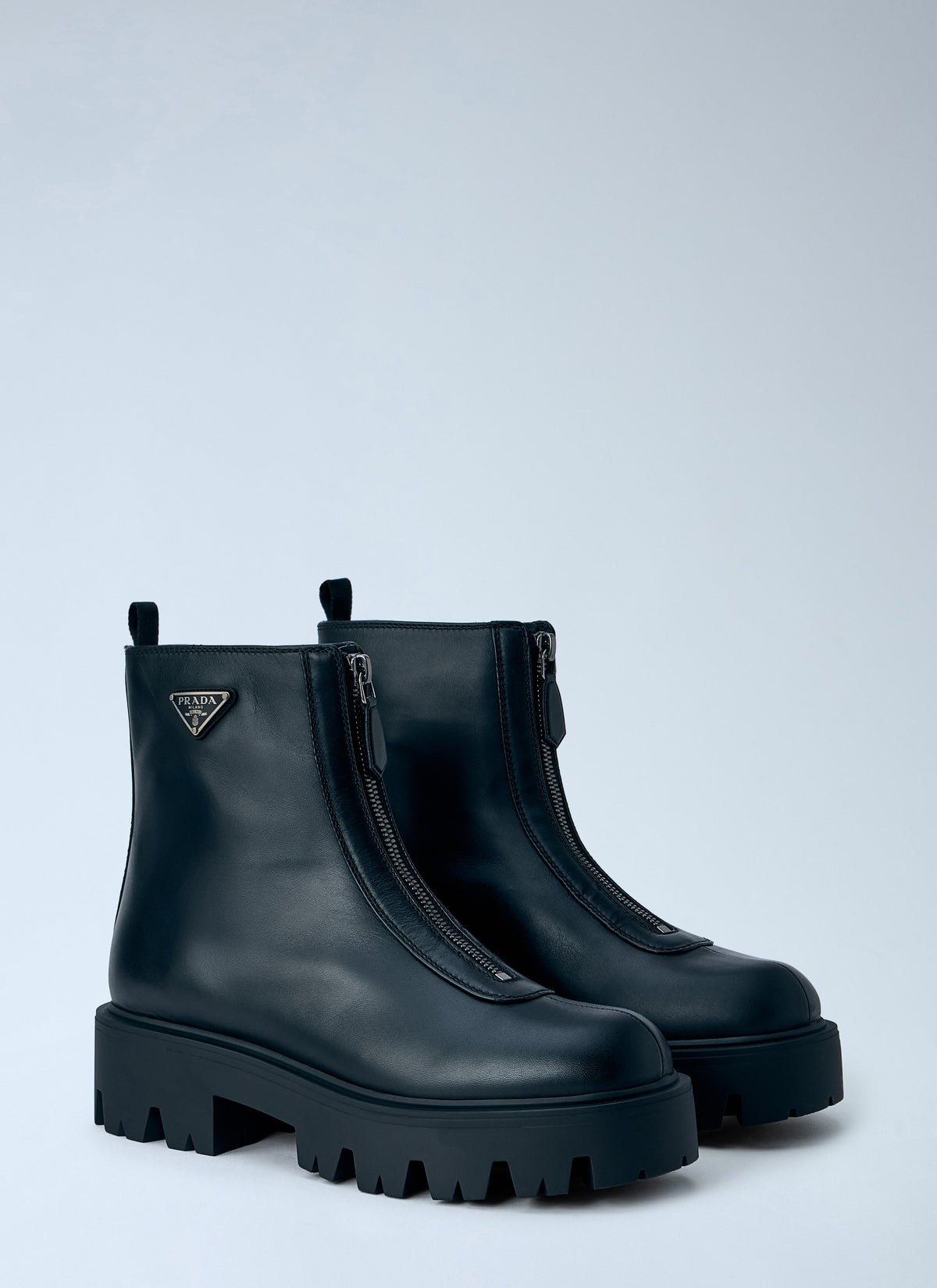 Prada Women Leather Zipper Booties