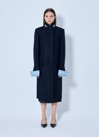 Prada Women Single-Breasted Embroidered Double Wool Coat