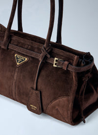 Prada Prada Women Medium Bonnie Suede Leather Handbag