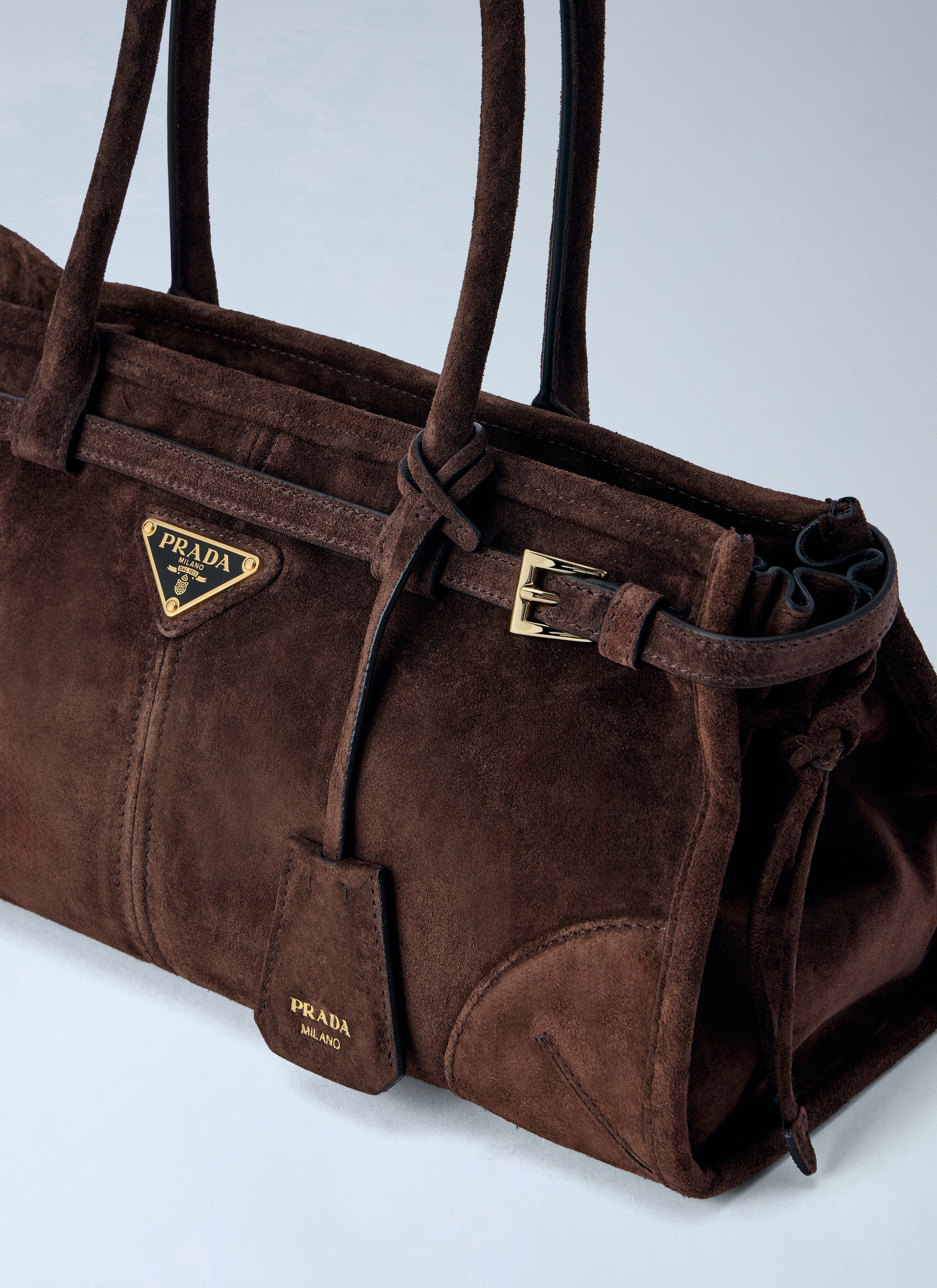 Prada Prada Women Medium Bonnie Suede Leather Handbag
