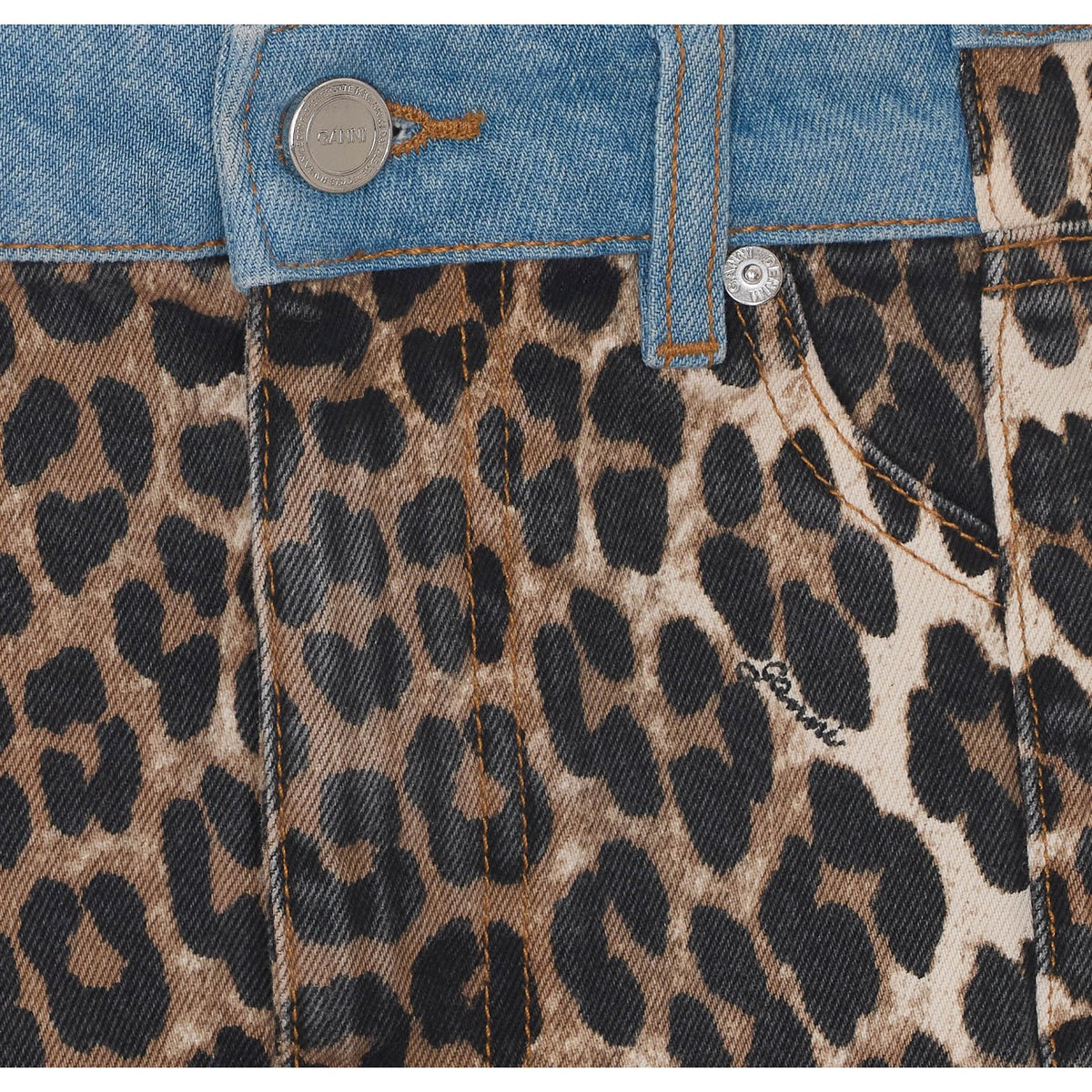 Ganni Women Print Denim Skirt