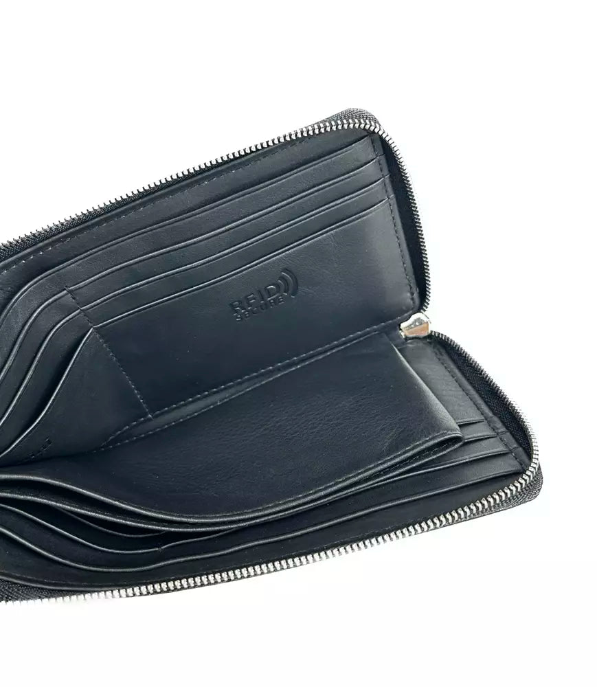 Baldinini Trend Elegant Black Leather Travel Men's Organizer