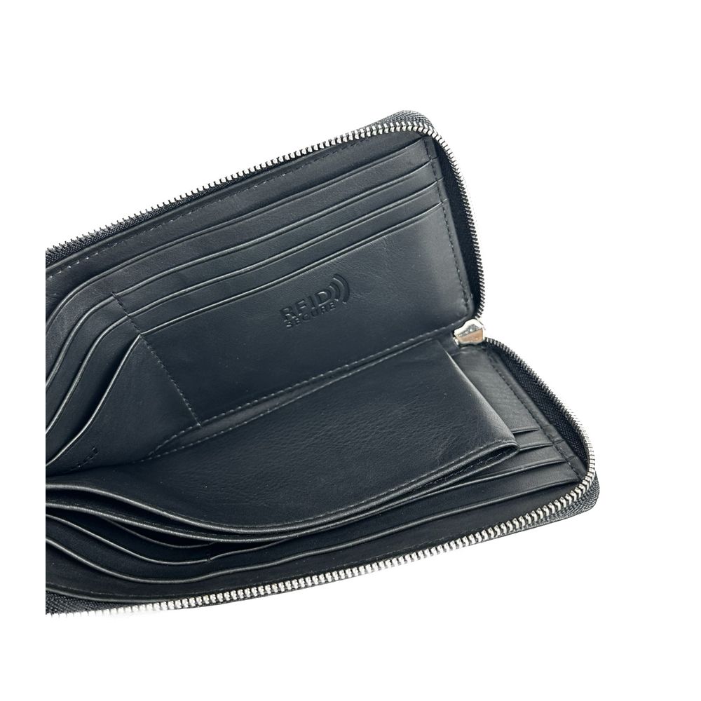Baldinini Trend Elegant Black Leather Travel Men's Organizer