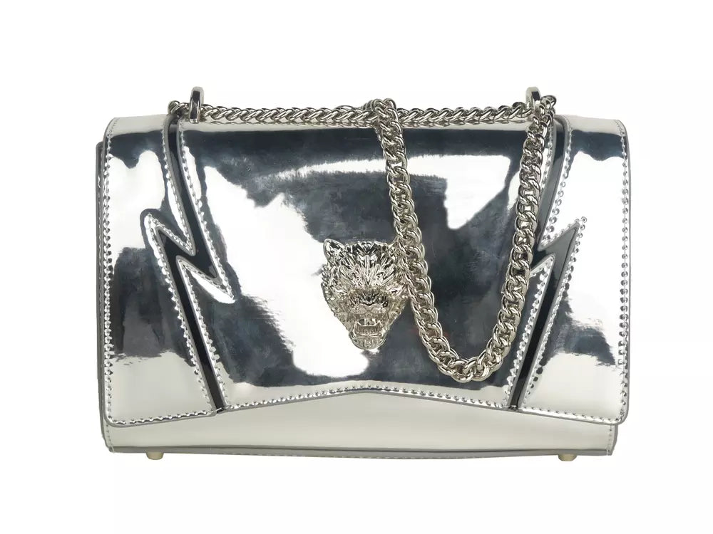 Plein Sport Elegant Gray Chain-Strapped Shoulder Women's Bag