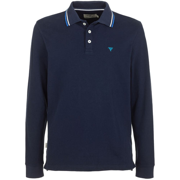 Fred Mello Chic Blue Cotton Long-Sleeved Men's Polo