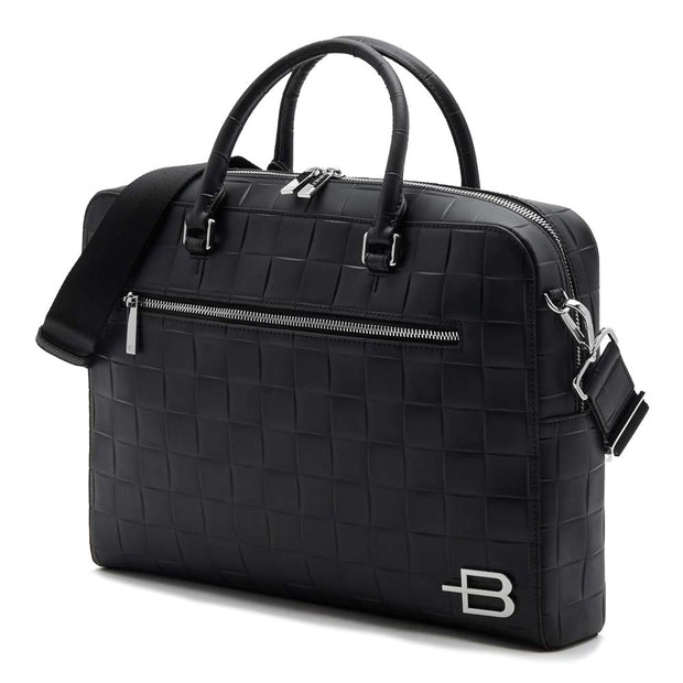 Baldinini Trend Elegant Checkered Calfskin Document Holder Men's Bag