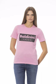 Baldinini Trend Chic Crew Neck Tee with Signature Women's Print