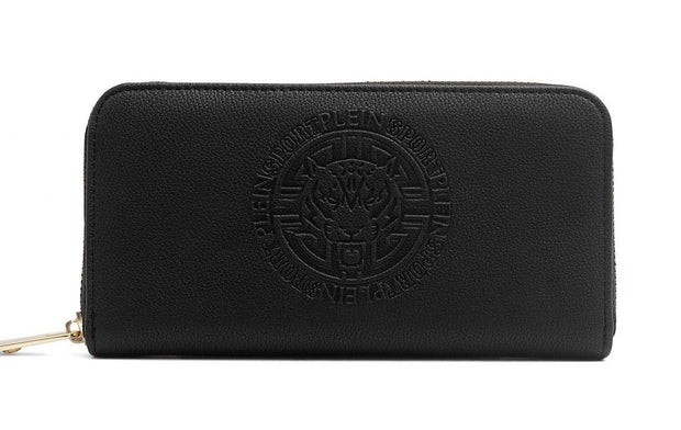Plein Sport Sleek Black Zip Wallet with Women's Logo
