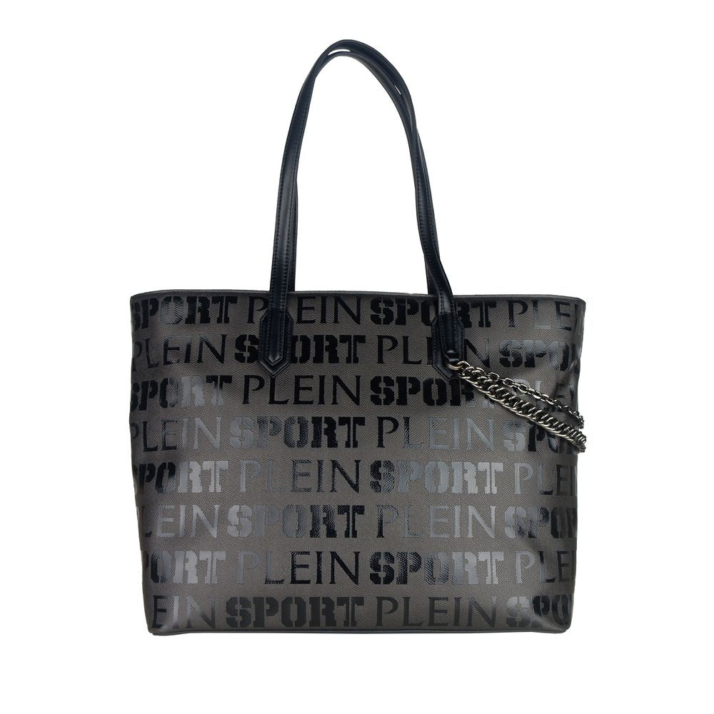 Plein Sport Sleek Black Designer Shopping Bag with Logo Women's Print