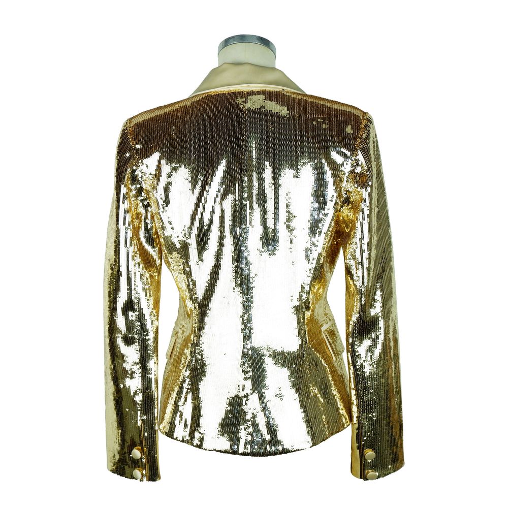 Elisabetta Franchi Chic Sequined Double-Breasted Yellow Women's Jacket