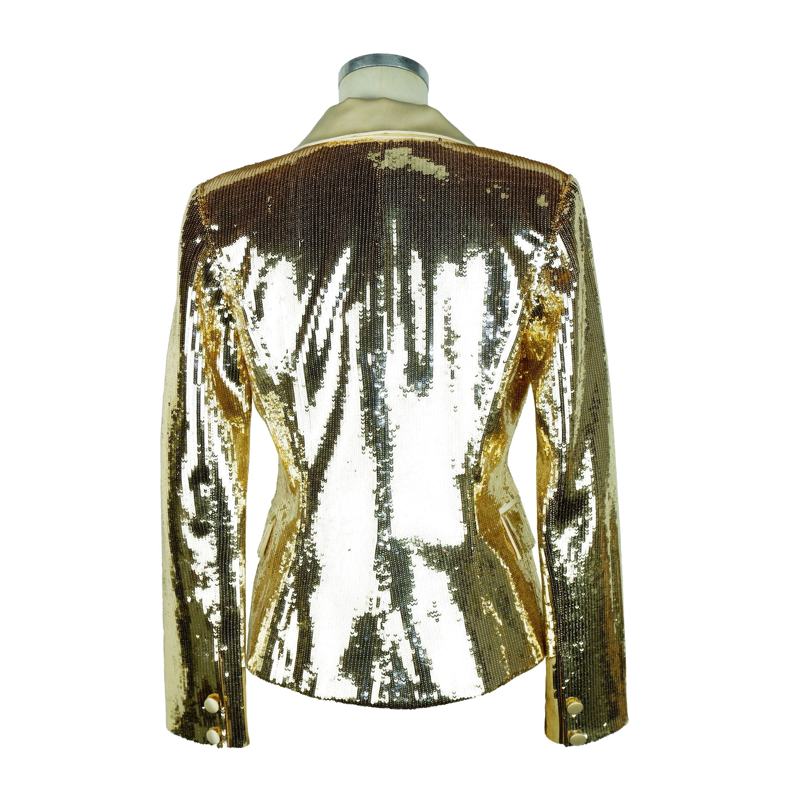 Elisabetta Franchi Chic Sequined Double-Breasted Yellow Women's Jacket