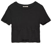 Hinnominate Chic Ribbed Cotton Tee with Logo Women's Detail