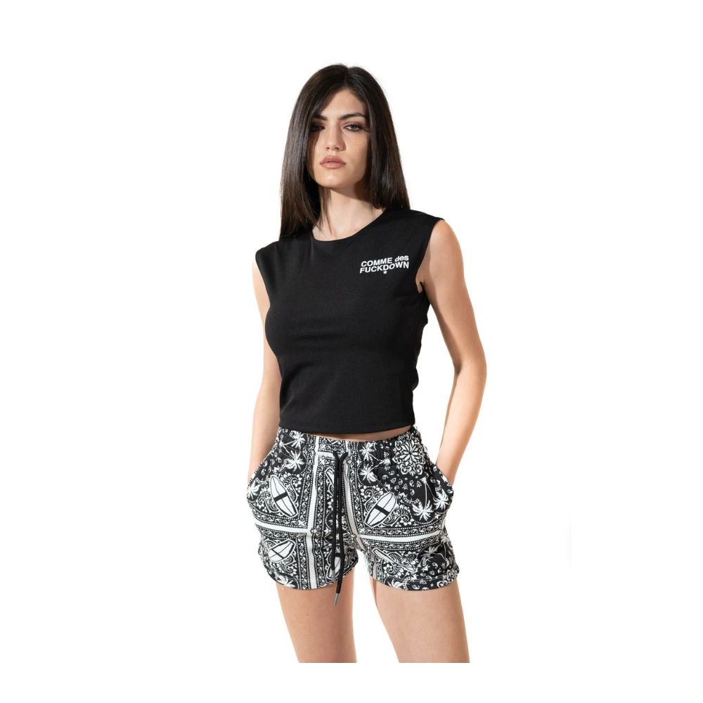 Comme Des Fuckdown Chic Monochrome Palms Cotton Women's Shorts