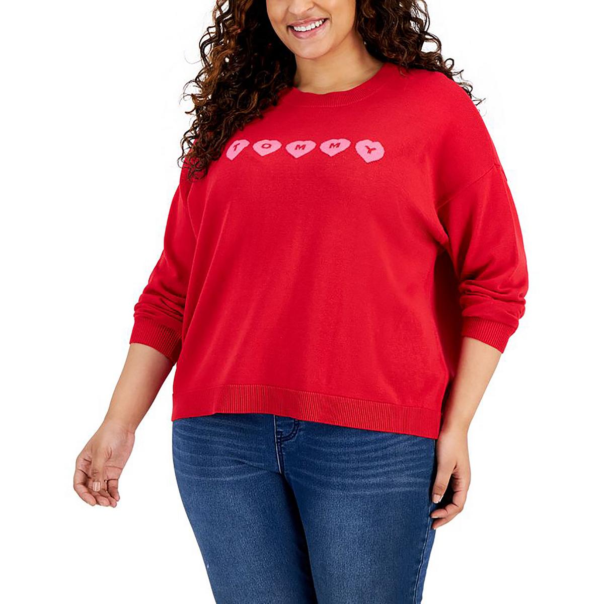 Plus Womens Printed Knit Pullover Sweater