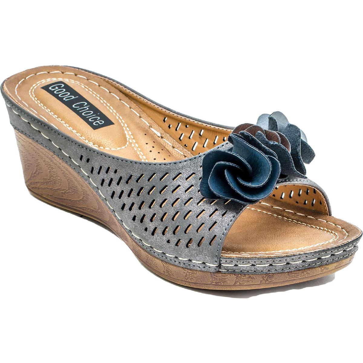 Juliet Womens Cushioned Footbed Faux Leather Wedge Sandals