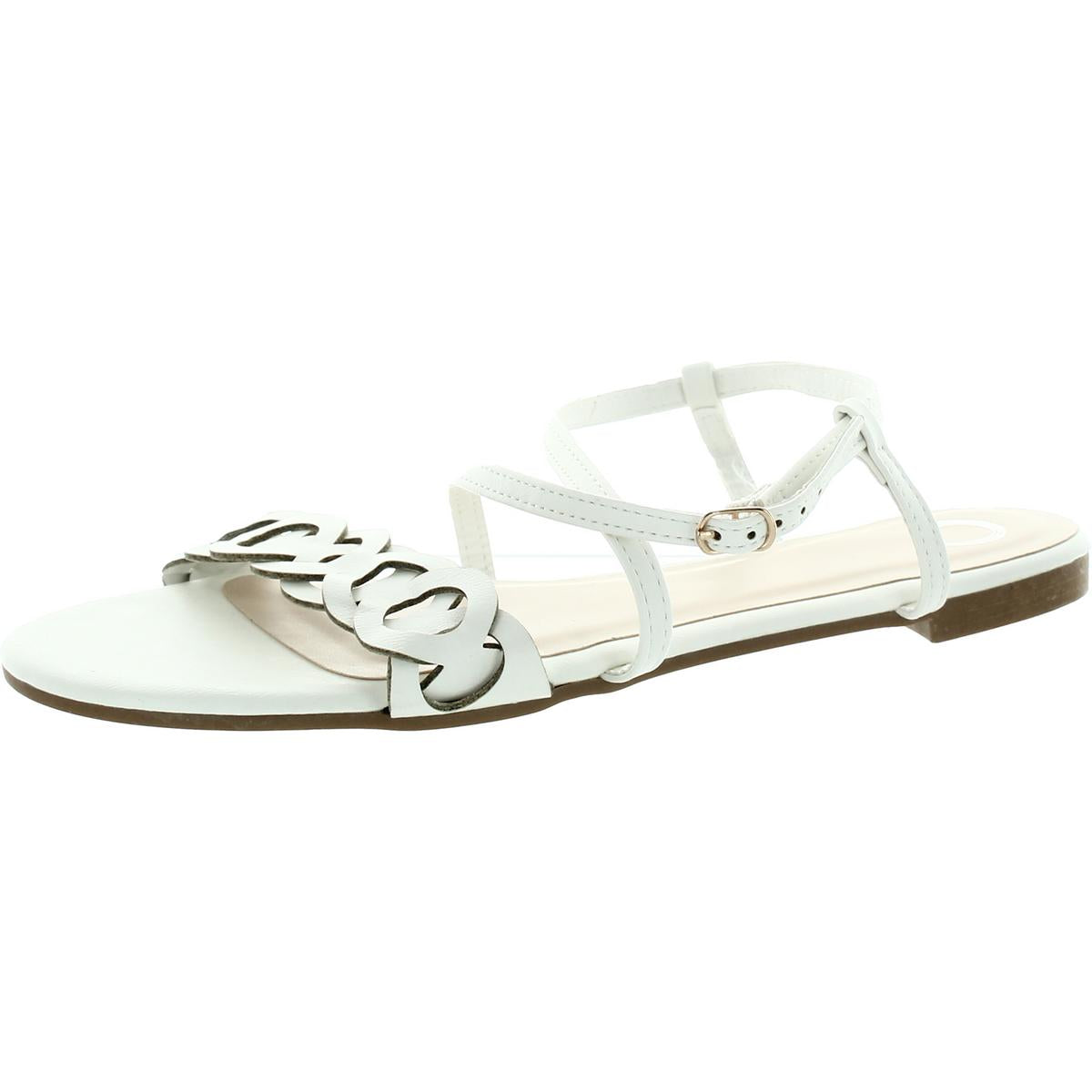 Womens Rounded Toe Strappy Ankle Strap