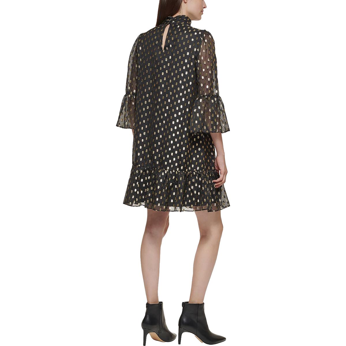 Womens Metallic Mini Shift Dress