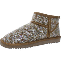 Ariee Womens Faux Fur Ankle Winter & Snow Boots Tan Bling