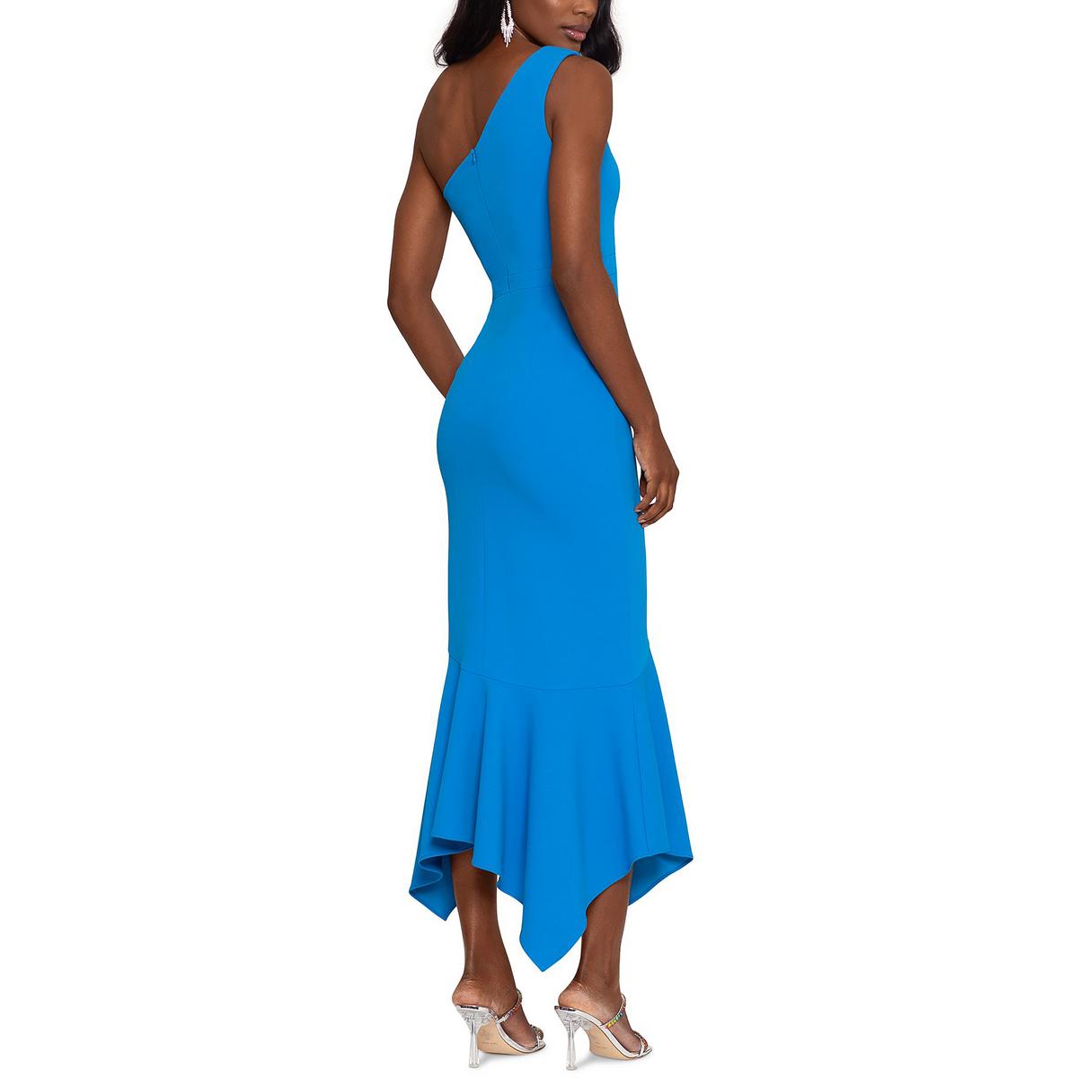Womens Ruffled Polyester Cocktail and Party Dress