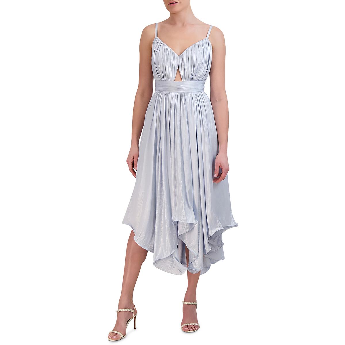 Womens Below Knee Pleated Midi Dress