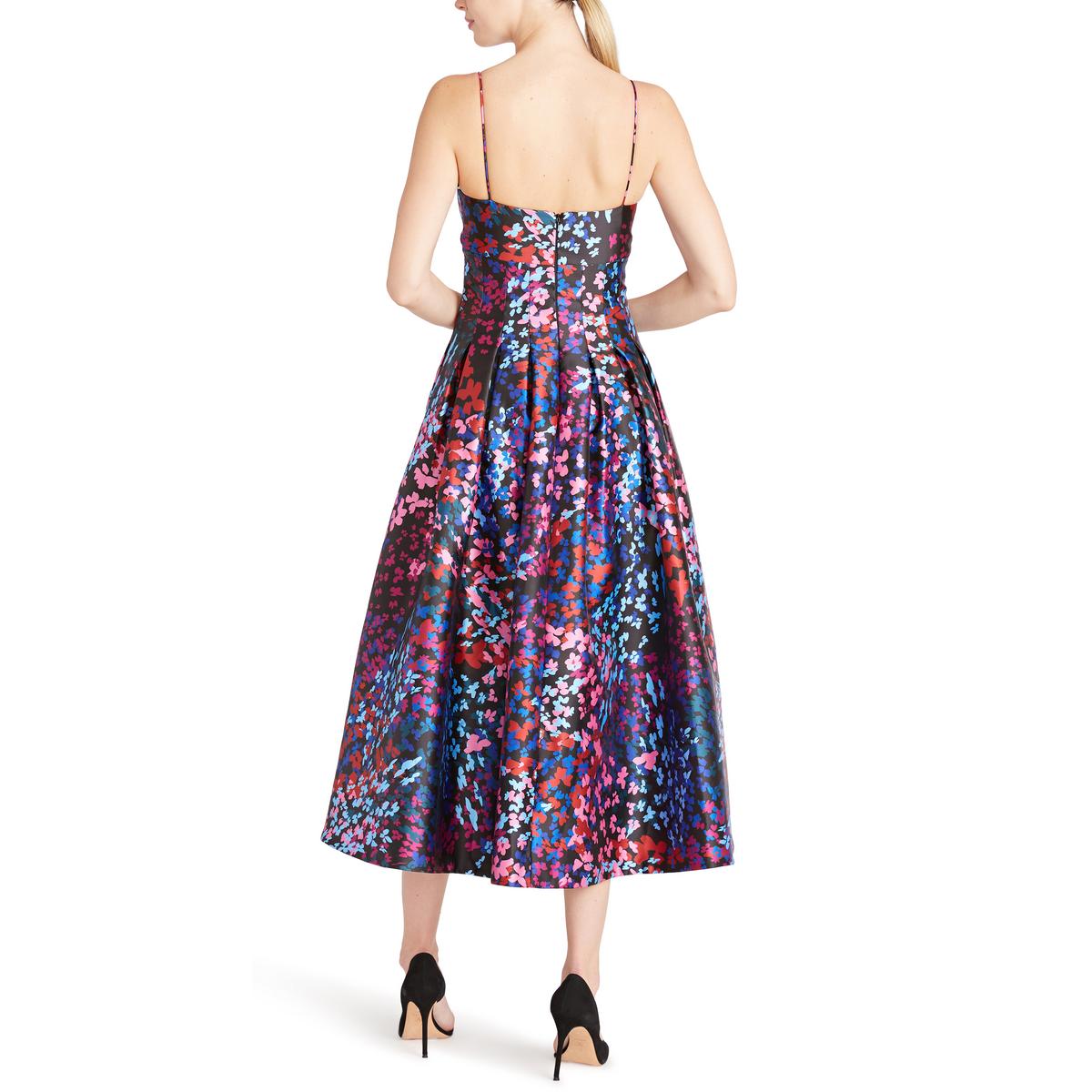 Womens Pleated Polyester Midi Dress