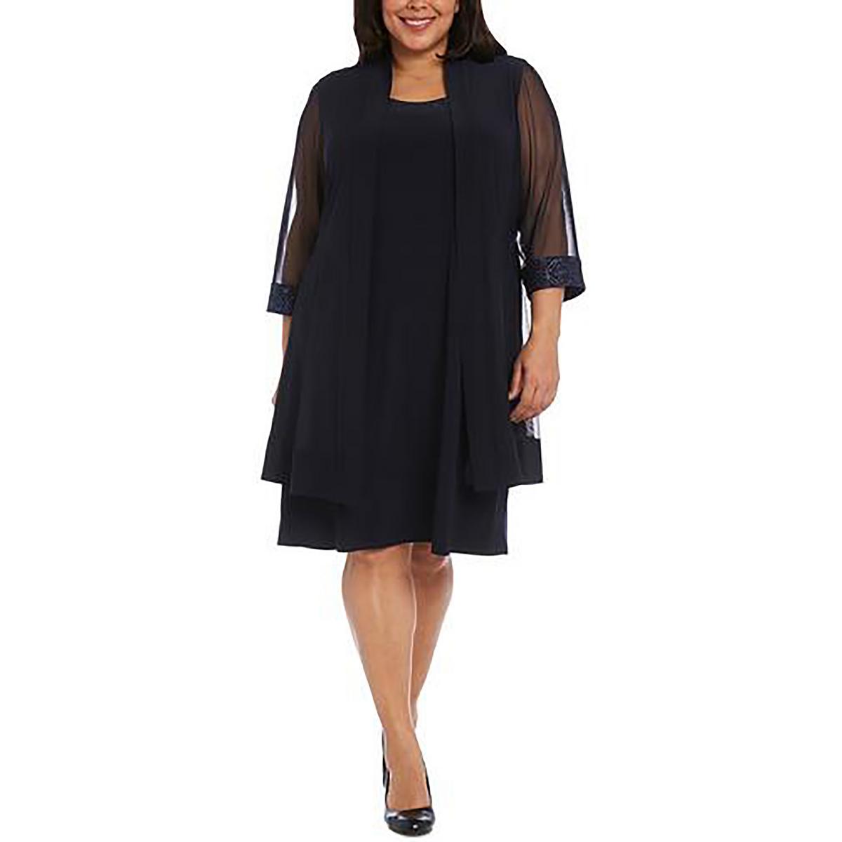 Plus Womens Glitter Sleeveless Cocktail and Party Dress