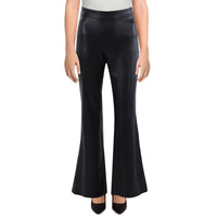 Womens Faux Leather High Waist Flared Pants