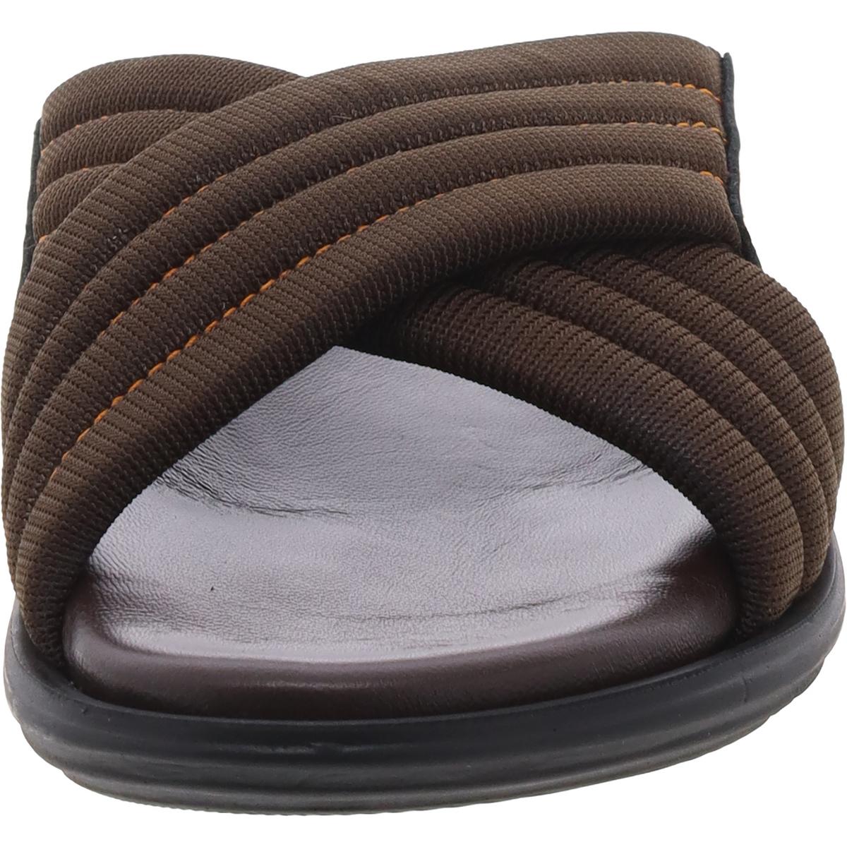 Mens Criss-Cross Leather Slide Sandals