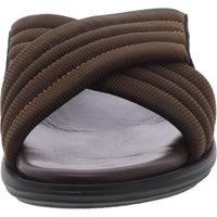 Mens Criss-Cross Leather Slide Sandals