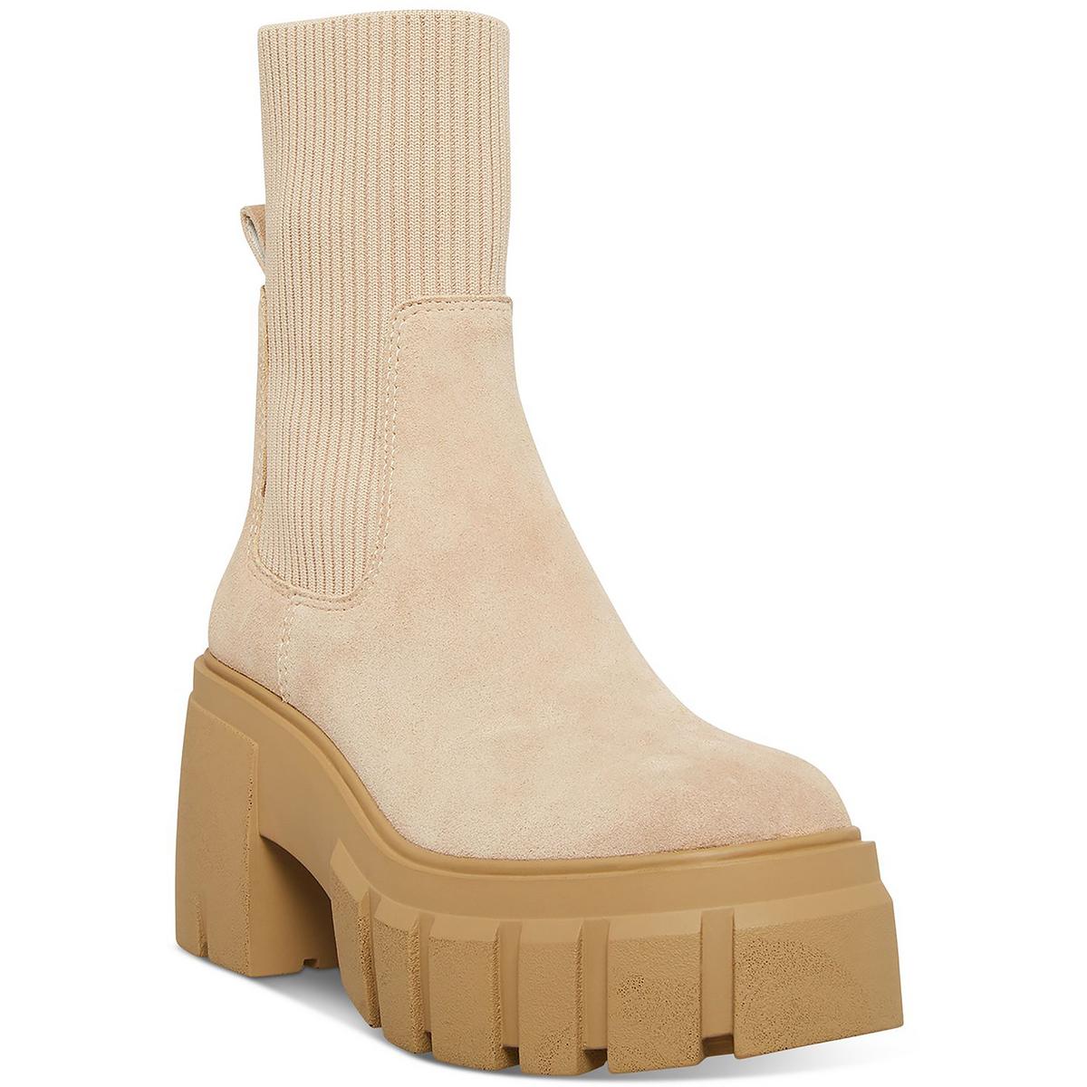 Liberti Womens Stretch Block Heel Mid-Calf Boots