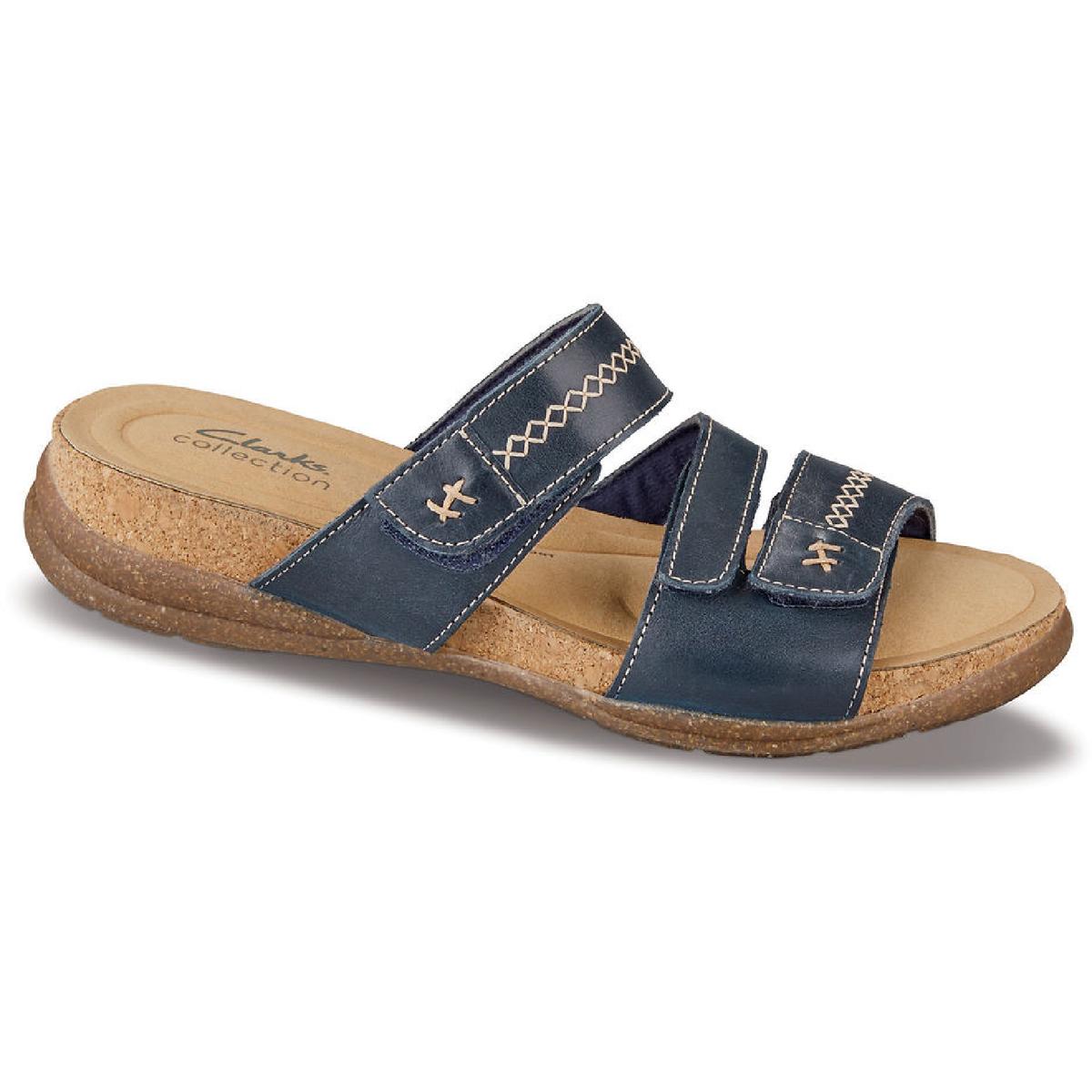 Roseville Bay Womens Leather Adjustable Slide Sandals